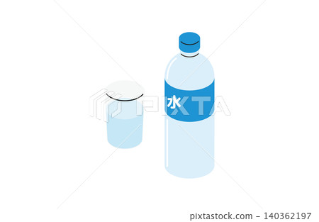 一個水瓶和一個玻璃杯(沒有輪廓) 一個水瓶和一個玻璃杯(沒有輪廓) 140362197