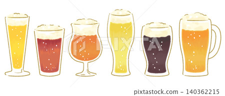 A set of illustrations of beer in a glass. A set of illustrations of beer in a glass. 140362215