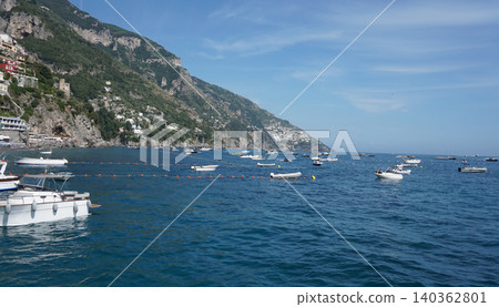 Panorama View from the Positano - colorful facades Panorama View from the Positano - colorful facades 140362801