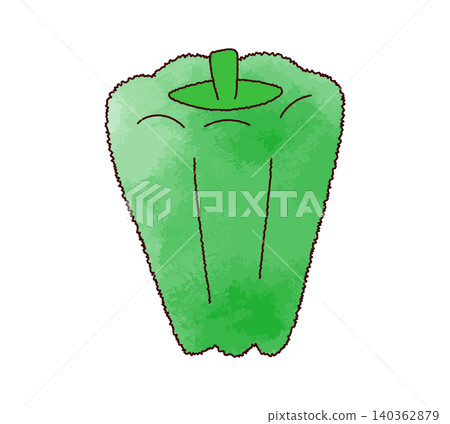 A simple watercolor-style illustration of a bell pepper. 140362879