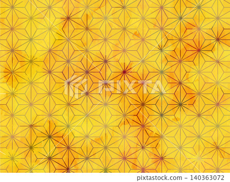 Watercolor-style vector graphics - hemp leaf pattern - golden brown Watercolor-style vector graphics - hemp leaf pattern - golden brown 140363072