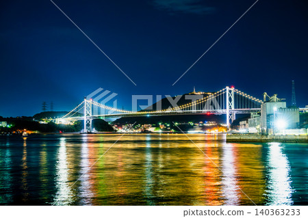 Fukuoka Mojiko Retro Night View - Kanmon Bridge Fukuoka Mojiko Retro Night View - Kanmon Bridge 140363233