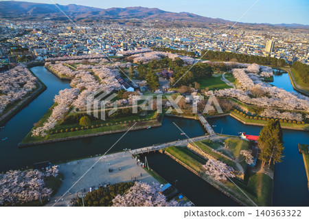 April 25 2026 Goryokaku Star Fort Aerial With Cherry Blossoms April 25 2026 Goryokaku Star Fort Aerial With Cherry Blossoms 140363322