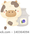 Cow and blueberries  140364094