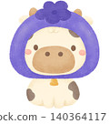 Cow and blueberries  140364117