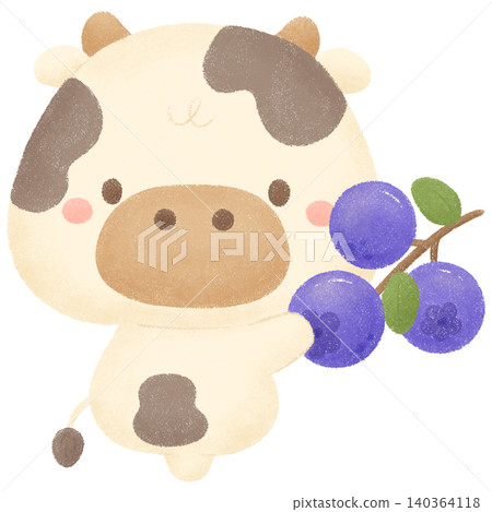 Cow and blueberries  140364118