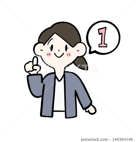 Illustration of a female office worker holding up her index finger to indicate "1" | Point-by-point explanation and ranking Illustration of a female office worker holding up her index finger to indicate "1" | Point-by-point explanation and ranking 140364146