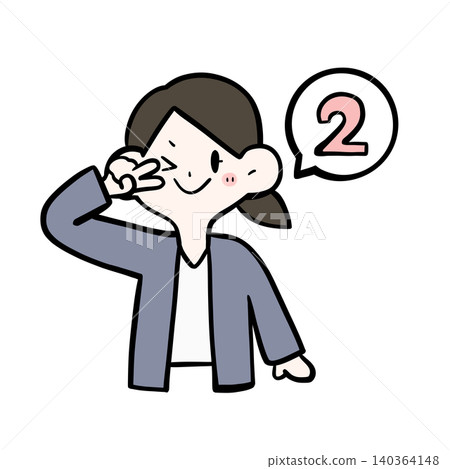 圖：一名女上班族做出和平手勢，表示數字「2」 | 逐點解釋與排名 140364148