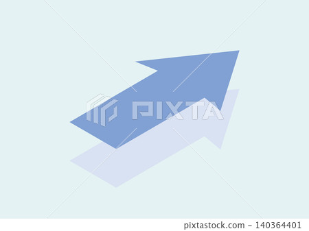 A design featuring a shadowed arrow pointing to the upper right (blue). A design featuring a shadowed arrow pointing to the upper right (blue). 140364401