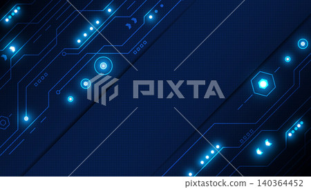 Abstract blue futuristic technology vector background with digital circuit lines and space 140364452