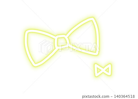 Hand-drawn style double ribbon, yellow, Heisei era purikura (photo booth) material Hand-drawn style double ribbon, yellow, Heisei era purikura (photo booth) material 140364518