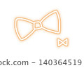 Hand-drawn style double ribbon, orange, Heisei era purikura (photo booth) material 140364519