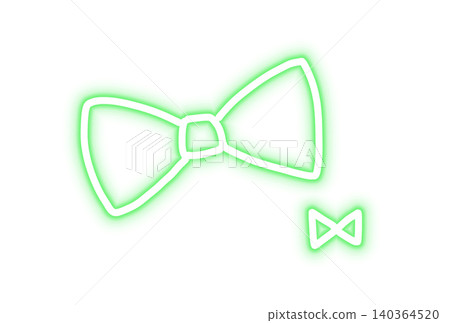 Hand-drawn style double ribbon, green, Heisei era purikura (photo booth) material Hand-drawn style double ribbon, green, Heisei era purikura (photo booth) material 140364520