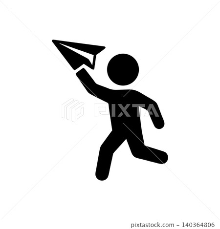 Throwing Paper Airplane Icon Throwing Paper Airplane Icon 140364806