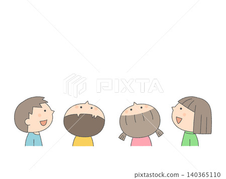 孩子們抬頭微笑,臉上帶著笑容的插圖 孩子們抬頭微笑,臉上帶著笑容的插圖 140365110