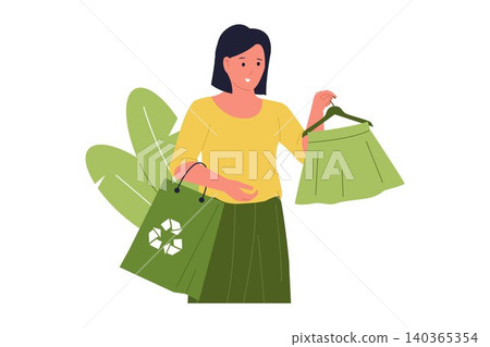 Illustration of Conscious Consumer Holding Recycle Shopping Bags Illustration of Conscious Consumer Holding Recycle Shopping Bags 140365354