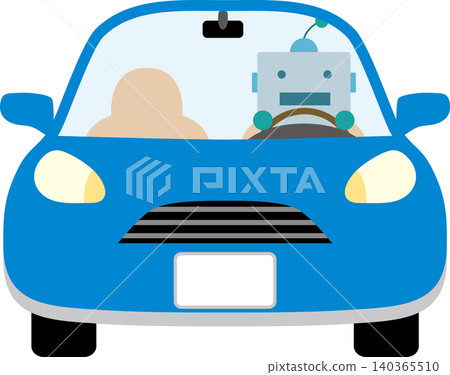 人工智慧機器人駕駛自動駕駛汽車的示意圖 人工智慧機器人駕駛自動駕駛汽車的示意圖 140365510