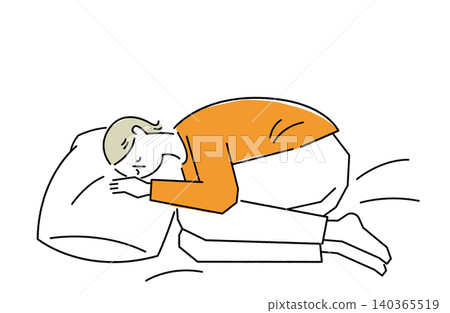 一個女人蜷縮身子睡覺 一個女人蜷縮身子睡覺 140365519