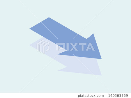 A design featuring a shadowed arrow pointing downwards to the right (blue). A design featuring a shadowed arrow pointing downwards to the right (blue). 140365569