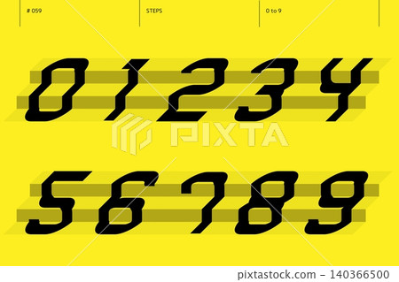 樓梯上的一組從 0 到 9 的數字_059 140366500