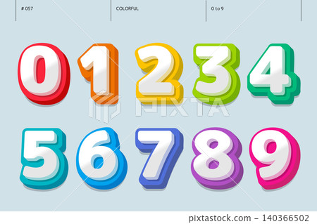 0到9的彩色3D數位套裝_057 0到9的彩色3D數位套裝_057 140366502