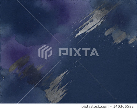 A modern Japanese material featuring watercolors and faded silver brushstrokes subtly embedded in deep indigo Japanese paper. A modern Japanese material featuring watercolors and faded silver brushstrokes subtly embedded in deep indigo Japanese paper. 140366582