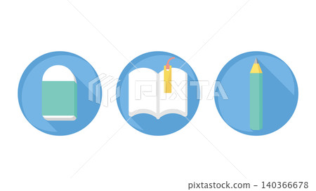 Reading and Learning Stationery Icon Set (3 pieces) Reading and Learning Stationery Icon Set (3 pieces) 140366678