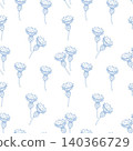 Light delicate floral vector seamless pattern. Sky blue buds of cornflower on a white background. Wildflowers, rural style. For prints of fabric, textile product, bedding, clothes. 140366729