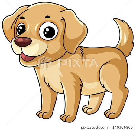 Cute Golden Labrador Retriever Puppy Vector Illustration on White Background Cute Golden Labrador Retriever Puppy Vector Illustration on White Background 140366806