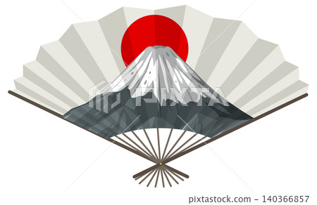 Mount Fuji with Rising Sun on Japanese Folding Fan 140366857