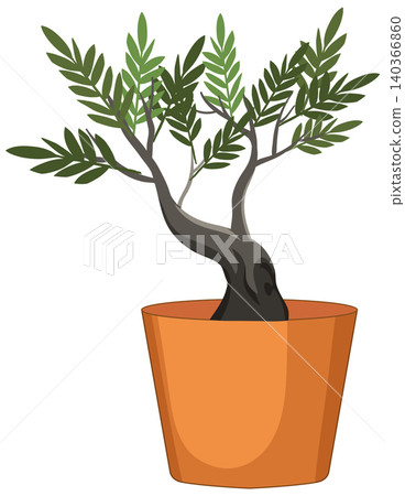 Potted Mediterranean Olive Tree Vector Illustration Isolated on White Background Potted Mediterranean Olive Tree Vector Illustration Isolated on White Background 140366860