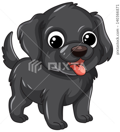 Cute Black Labrador Puppy Cartoon Illustration Standing on White Background Cute Black Labrador Puppy Cartoon Illustration Standing on White Background 140366871