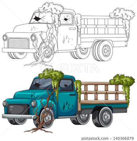 Abandoned Old Truck Overgrown With Vines and Trees Abandoned Old Truck Overgrown With Vines and Trees 140366879