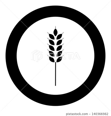 Wheat ear icon in circle round black color vector illustration image solid outline style 140366982