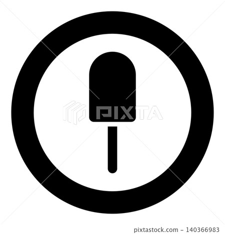 Ice-cream icecream popsicle with chocolate glaze stick Eskimo Summertime refreshing dessert icon in circle round black color vector illustration image solid outline style Ice-cream icecream popsicle with chocolate glaze stick Eskimo Summertime refreshing dessert icon in circle round black color vector illustration image solid outline style 140366983