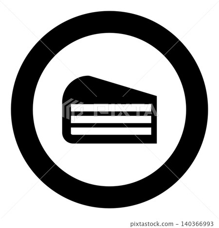Piece of cake slice icon in circle round black color vector illustration image solid outline style Piece of cake slice icon in circle round black color vector illustration image solid outline style 140366993
