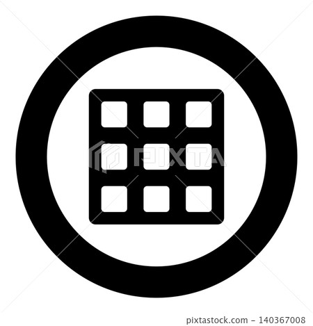 Belgian waffle Dessert template shape square icon in circle round black color vector illustration image solid outline style 140367008