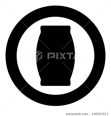 Sack with flour full canvas bag sugar salt grain wheat ear with grain package concept ingredient icon in circle round black color vector illustration image solid outline style 140367011