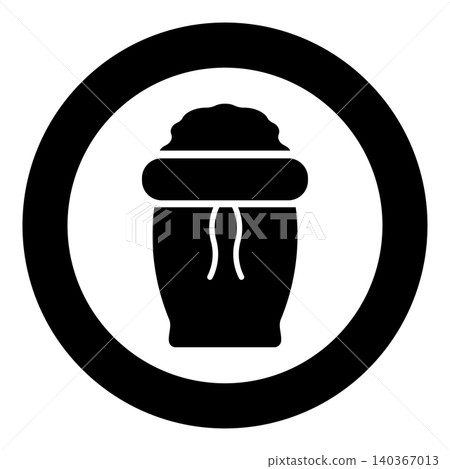 Sack with flour full open canvas bag sugar salt grain wheat package concept ingredient icon in circle round black color vector illustration image solid outline style Sack with flour full open canvas bag sugar salt grain wheat package concept ingredient icon in circle round black color vector illustration image solid outline style 140367013