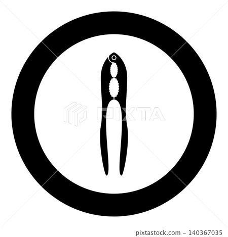 Nut cracker nutcracker icon in circle round black color vector illustration image solid outline style Nut cracker nutcracker icon in circle round black color vector illustration image solid outline style 140367035