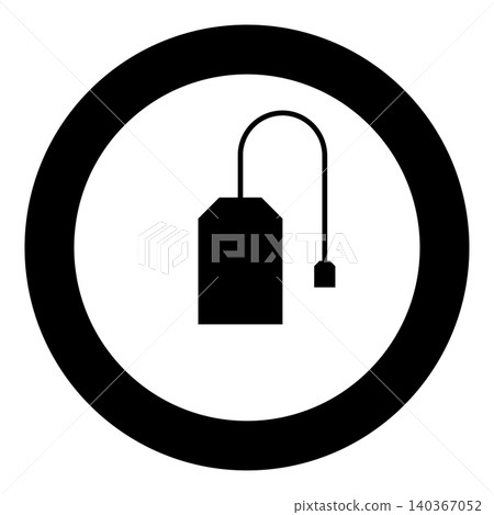 Tea bag for hot beverage icon in circle round black color vector illustration image solid outline style Tea bag for hot beverage icon in circle round black color vector illustration image solid outline style 140367052