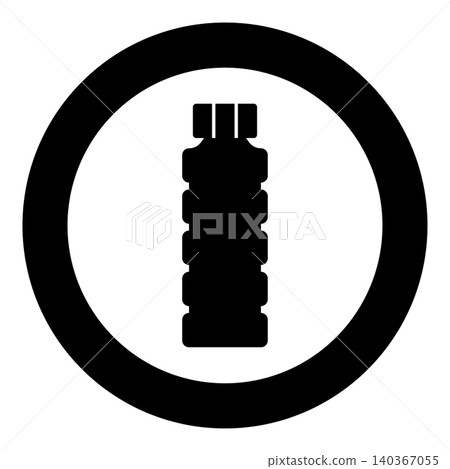 Plastic bottle of water icon in circle round black color vector illustration image solid outline style Plastic bottle of water icon in circle round black color vector illustration image solid outline style 140367055