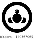 Bubble gum blowing man lying down icon in circle round black color vector illustration image solid outline style 140367065
