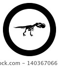 Bubble gum blowing t-rex skeleton dinosaur icon in circle round black color vector illustration image solid outline style 140367066
