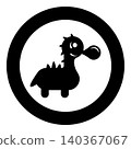 Bubble gum blowing cute dinosaur icon in circle round black color vector illustration image solid outline style 140367067