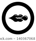 Lips blowing bubble gum chewing icon in circle round black color vector illustration image solid outline style 140367068
