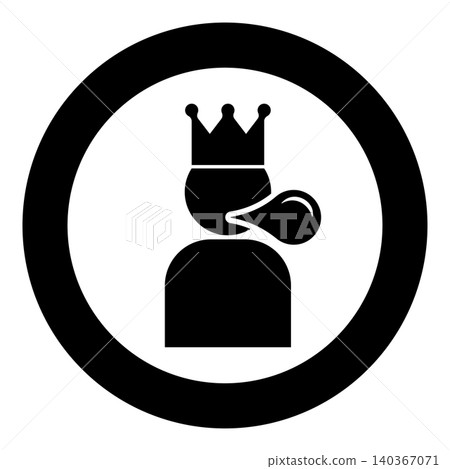 King blowing bubble gum icon in circle round black color vector illustration image solid outline style 140367071