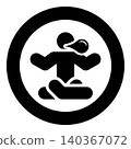 Person in a yoga pose blowing bubble gum icon in circle round black color vector illustration image solid outline style 140367072