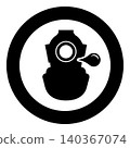 Diver in retro suit blowing bubble gum old vintage concept icon in circle round black color vector illustration image solid outline style 140367074