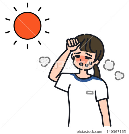 Illustration of middle and high school girls who look like they're about to get heatstroke. Illustration of middle and high school girls who look like they're about to get heatstroke. 140367165